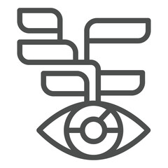 Eye with decision tree bubbles line icon, neural network concept. Vector graphics. Learning and visuals recognition, visual sign on white background, outline style icon for mobile or web design.