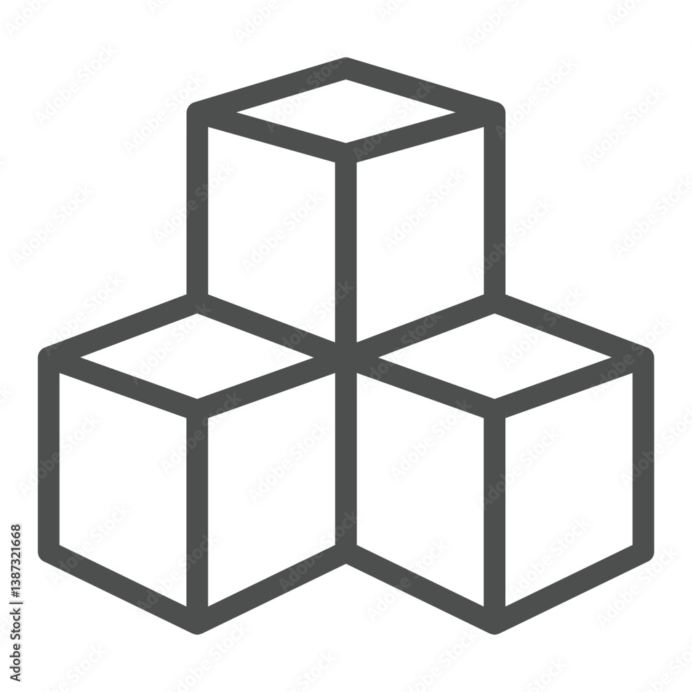 Aufkleber three cubes line icon, dataset concept. vector graphics. database blocks, storage sign on white back
