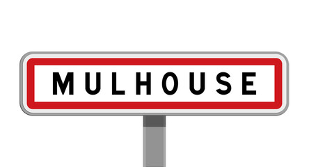 Panneau sur poteau central de Mulhouse, Haut-Rhin, Grand Est