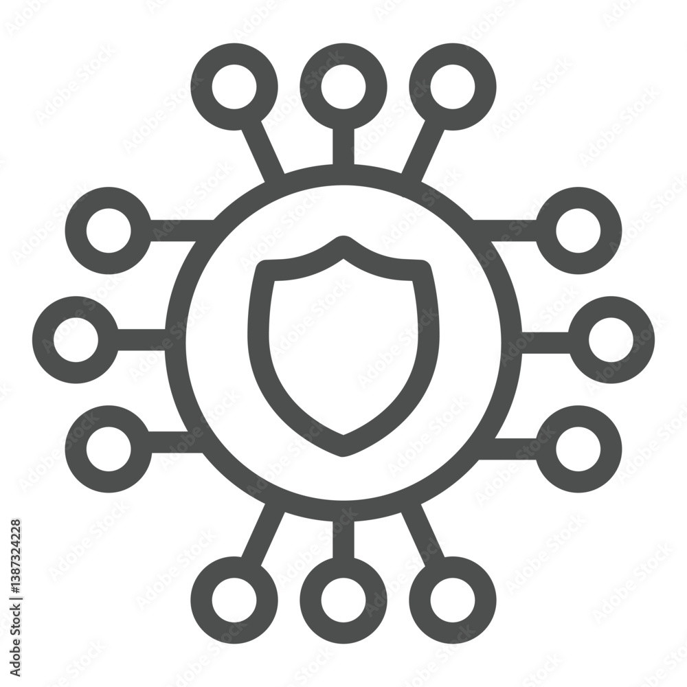 Poster secure connection line icon, network concept. vector graphics. safety and support sign on white back