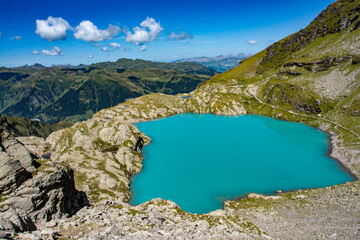 Schottensee on the Pizol, St. Gallen at an altitude of 2332m photographed on the 5 lakes hike. The...