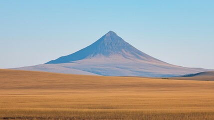 Fototapeta premium A single mountain peak against a vast, empty sky, clean lines