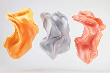 Abstract silk drapes in gold, silver, and rose gold, studio shot