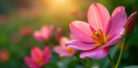 Delicate alstroemeria petals in morning bloom details, gentle, morning