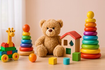 Assortment of Colorful Children's Toys
