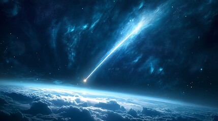 Fototapeta premium A solitary shooting star streaking across a dark sky.