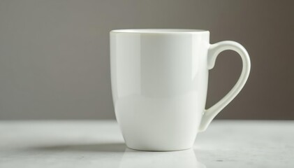 Obraz premium Classic white ceramic mug, handle detail visible , design, clean