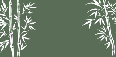 Naklejka premium Bamboo tree frame, Hand drawn style. 