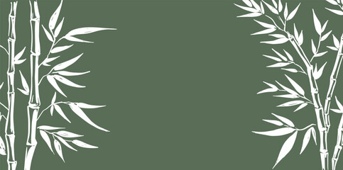 Fototapeta premium Bamboo tree frame, Hand drawn style. 