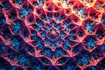 Intricate tessellation of geometric shapes in vibrant hues , seamless, art, vibrant