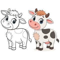 Cute Cow Coloring Page – Hand Drawn Line Art of Adorable Cows for Kids and Adults, Perfect for Stress Relief, Creative Fun, Relaxation, and Ideal for Animal Lovers and Coloring Enthusiasts