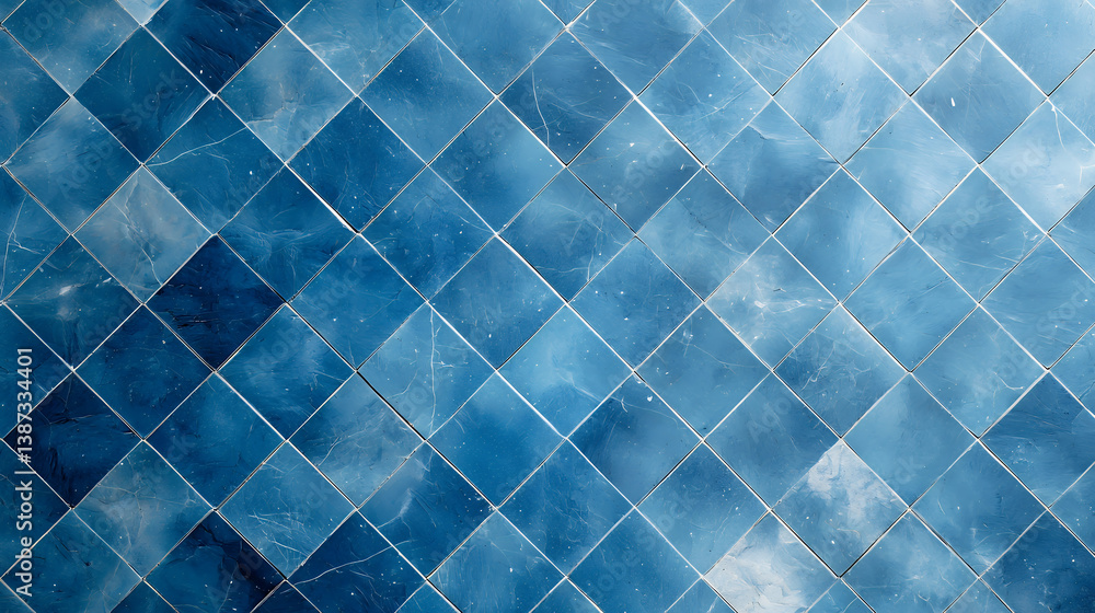Poster beautiful blue tiles create stunning geometric pattern, perfect for adding elegance to any space. va