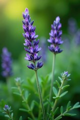 Obraz premium Fresh lavender and thyme sprigs entwined with a stem, greenery, garden
