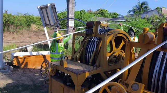 Heavy machinery is widely used for cable installation along roadways and related tasks