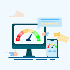 Net Promoter Score NPS. Concept of Measuring customer assessment and predicting business growth. 
