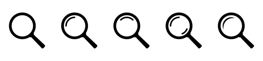 Magnifying glass icon, magnifier icon. Loupe icons set.