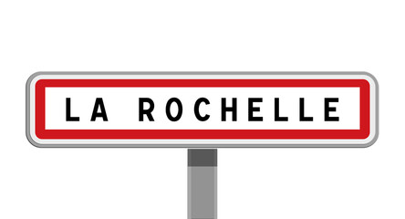 Panneau sur poteau central d'entr&eacute;e de ville de La Rochelle