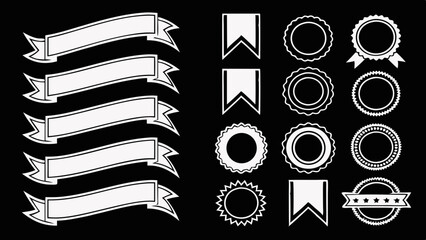 Collection of Award Ribbons and Badges Design Elements for Certificates, Logos, and More