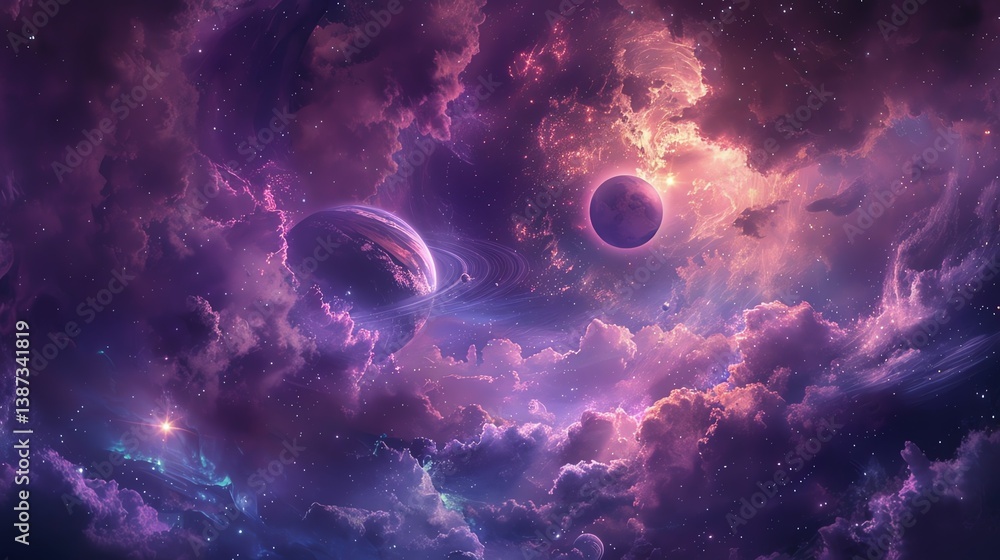 Poster the image is a beautiful depiction of a distant nebula. the colors are vibrant and the details are i