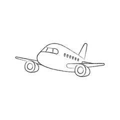 line vector illustration of an airplane. hand drawn airplane. airplane side. airplane flying