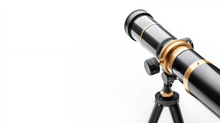 sleek black telescope with gold accents, mounted on sturdy tripod, perfect for stargazing and exploring night sky
