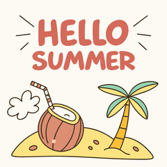 hello summer  concept vector illustration design