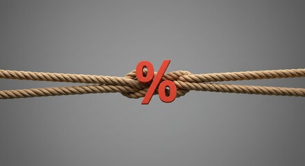 Percentage Sign on a Knot Illustrating Financial Constraints and Challenges