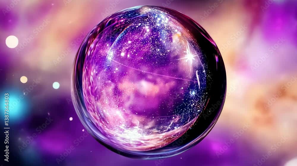 Aufkleber captivating cosmic bubble showcasing vibrant colors and starry patterns in a vast universe setting