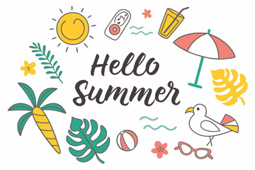 hello summer  concept vector illustration design