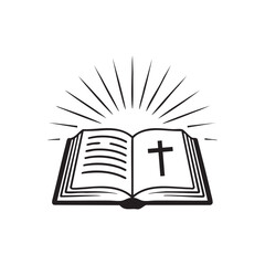 Open Bible with Light Rays Vector icon of a Bible with radiant lines rising up