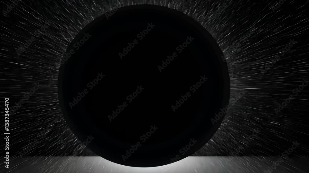 Poster black sphere with light streaks creating a dynamic effect in dark background