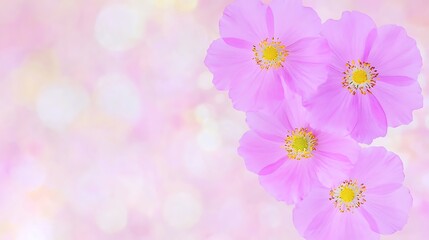 Fototapeta premium Pink Cosmos Flowers on Bokeh Background