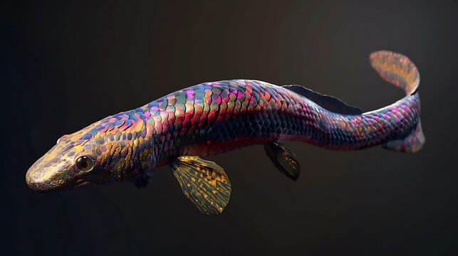 3D model of a multi-colored bichir