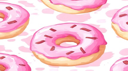 Pink donut pattern, sweet treat, fun food background, graphic design, digital art