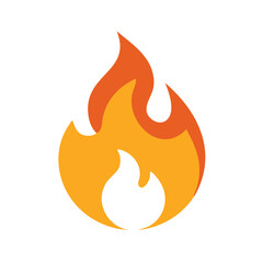 Red and orange fire flame icon flat style