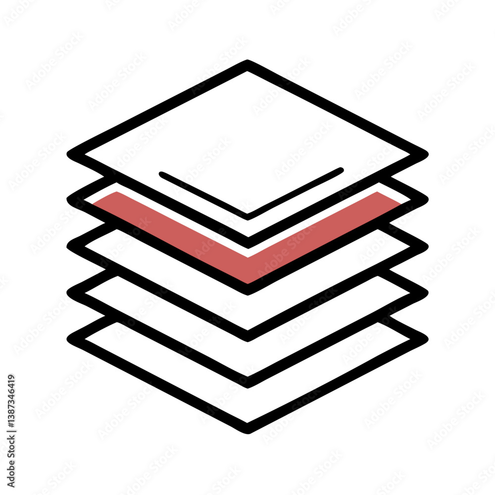 Poster Stack of papers with red separator flat icon