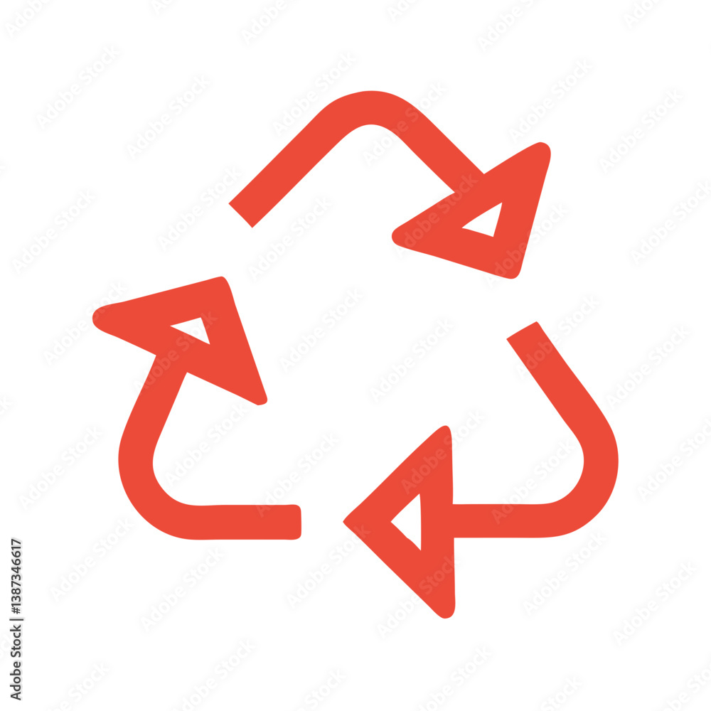 Poster red recycle arrows in triangular loop shape