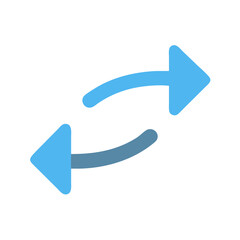 Two blue arrows forming a horizontal loop