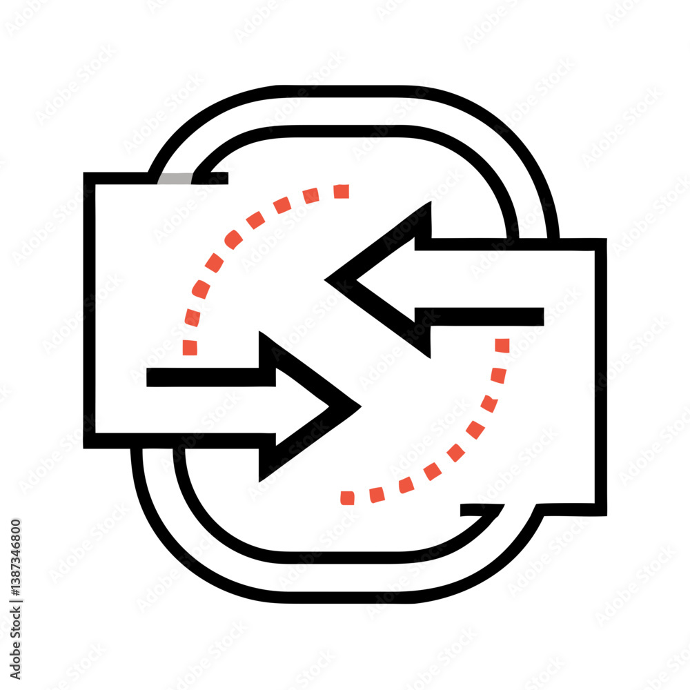 Poster circular arrows loop icon in bold outlined style