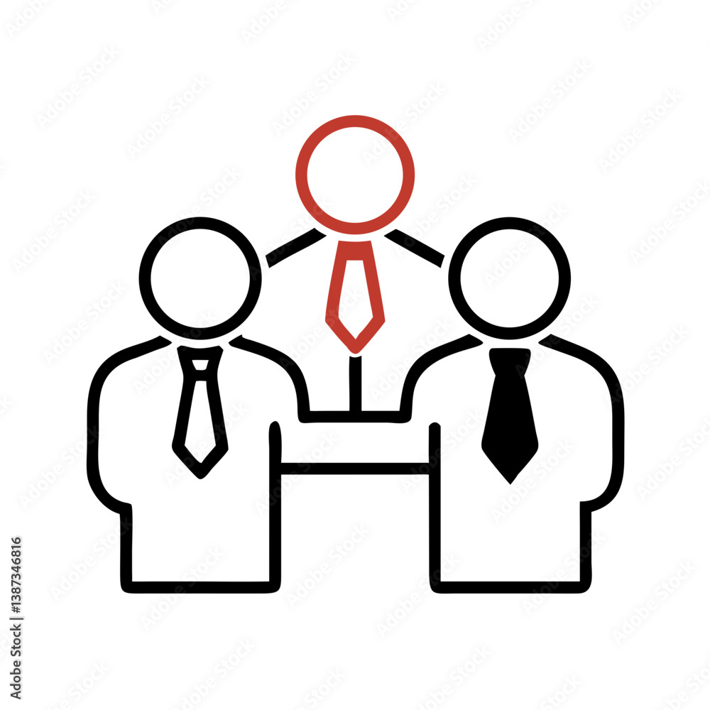 Aufkleber team connection icon with ties and network structure
