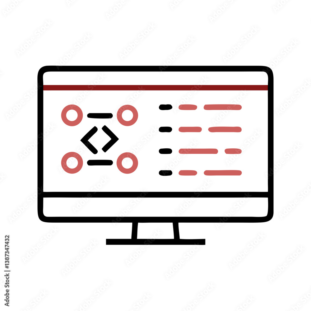 Poster computer screen with code lines icon