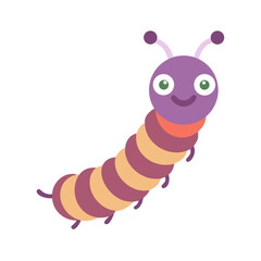 Purple cartoon caterpillar with smiling face