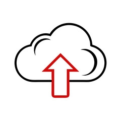 Cloud upload icon with red arrow
