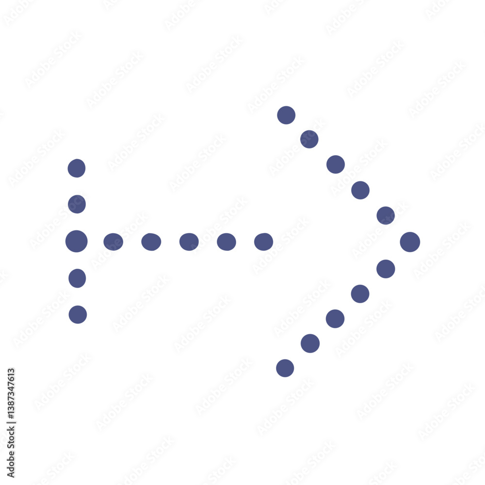 Poster dotted arrow pointing right in minimal style