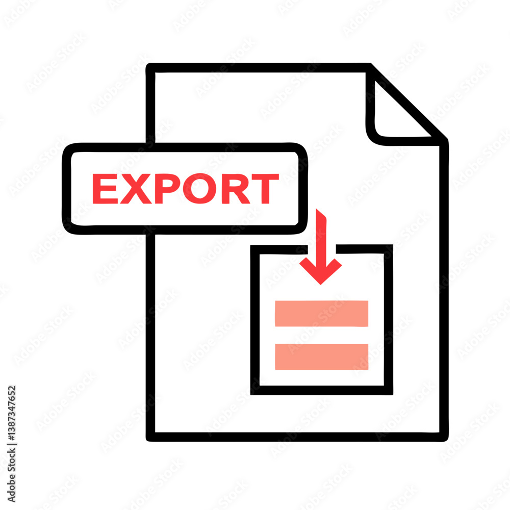Poster export file icon with arrow and red label