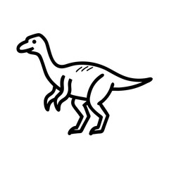 Fototapeta premium Black and white dinosaur line art icon