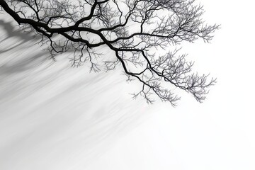 Fototapeta na wymiar Realistic tree branches shadow blur isolate on white backgrounds 3d render, Generative AI