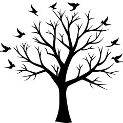 Obraz premium Tree and Leaf Vector Silhouette | Nature, Forest, and Botanical Clipart