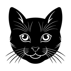 Cat Face Vector Silhouette | Cute Pet and Animal Head Clipart