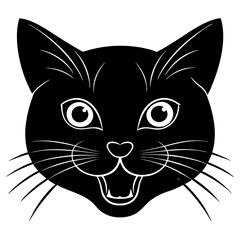 Cat Face Vector Silhouette | Cute Pet and Animal Head Clipart